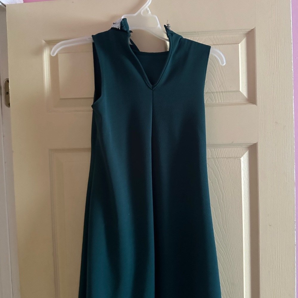 French Atmosphere Dark Teal Midi Dress
